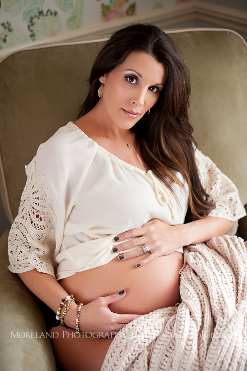 Atlanta Portrait Photography, Maternity, Pregnant in Rocking Chair, Suede, Lace, Baseball Wife, Beautiful, Moreland Photography, Atlanta Portrait Photographer