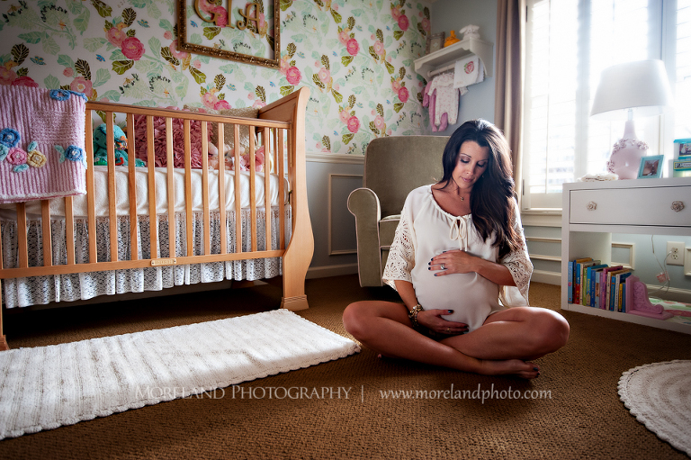 Atlanta Portrait Photography, Maternity, Pregnant in Rocking Chair, Suede, Lace, Baseball Wife, Beautiful, Moreland Photography, Atlanta Portrait Photographer, floral nursery