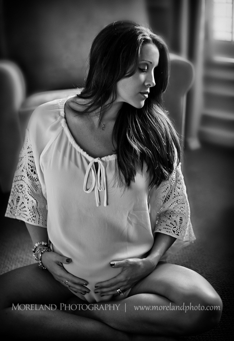 Atlanta Portrait Photography, Maternity, Pregnant in Rocking Chair, Suede, Lace, Baseball Wife, Beautiful, Moreland Photography, Atlanta Portrait Photographer, Classy Maternity, Black and White