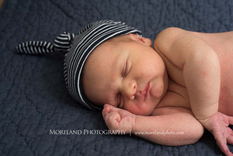 Newborn baby with a black and white striped hat on, Atlanta Family Photography, Family Photographer Atlanta, Atlanta Photographer, Moreland Photography, Mike Moreland, Four kids, Large family, Fall Family Pictures, 