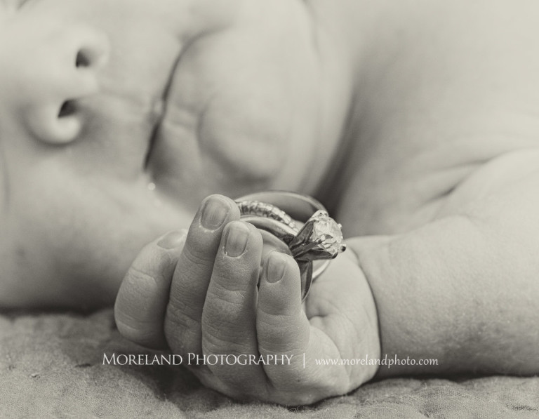 New born baby holding parent's wedding rings, Atlanta Family Photography, Family Photographer Atlanta, Atlanta Photographer, Moreland Photography, Mike Moreland, Four kids, Large family, Fall Family Pictures, 