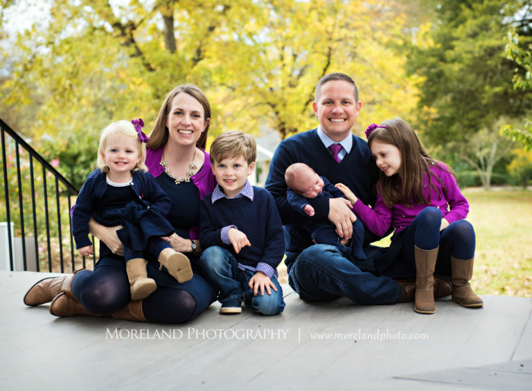 Mother and father with their two daughters son and their newborn baby, Newborn Family Photography, Atlanta Family Photography, Family Photographer Atlanta, Atlanta Photographer, Moreland Photography, Mike Moreland, Four kids, Large family, Fall Family Pictures, 