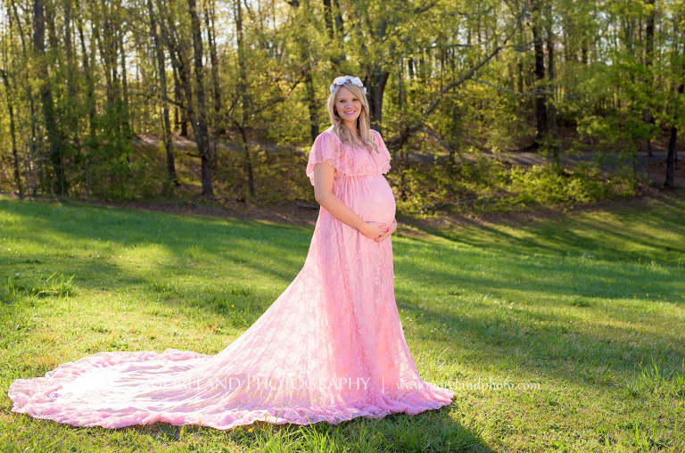 Pregnant woman touching her stomach as she stands in a field, Atlanta Maternity Photographer, Maternity Photos Atlanta, Georgia Maternity Photography, Moreland Photography, Mike Moreland, Outdoor Maternity, Maternity on the River, 
