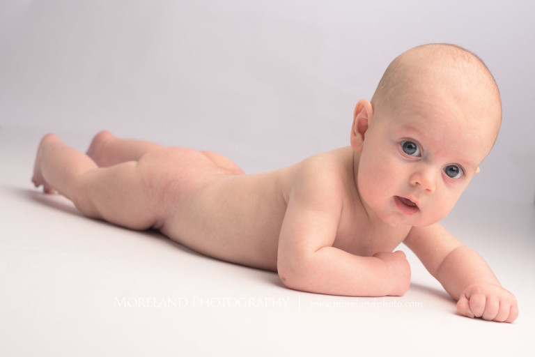 Baby laying on their stomach naked, Atlanta Family Photography, Family Photographer Atlanta, Atlanta Photographer, Moreland Photography, Mike Moreland, Four kids, Large family, Fall Family Pictures, 