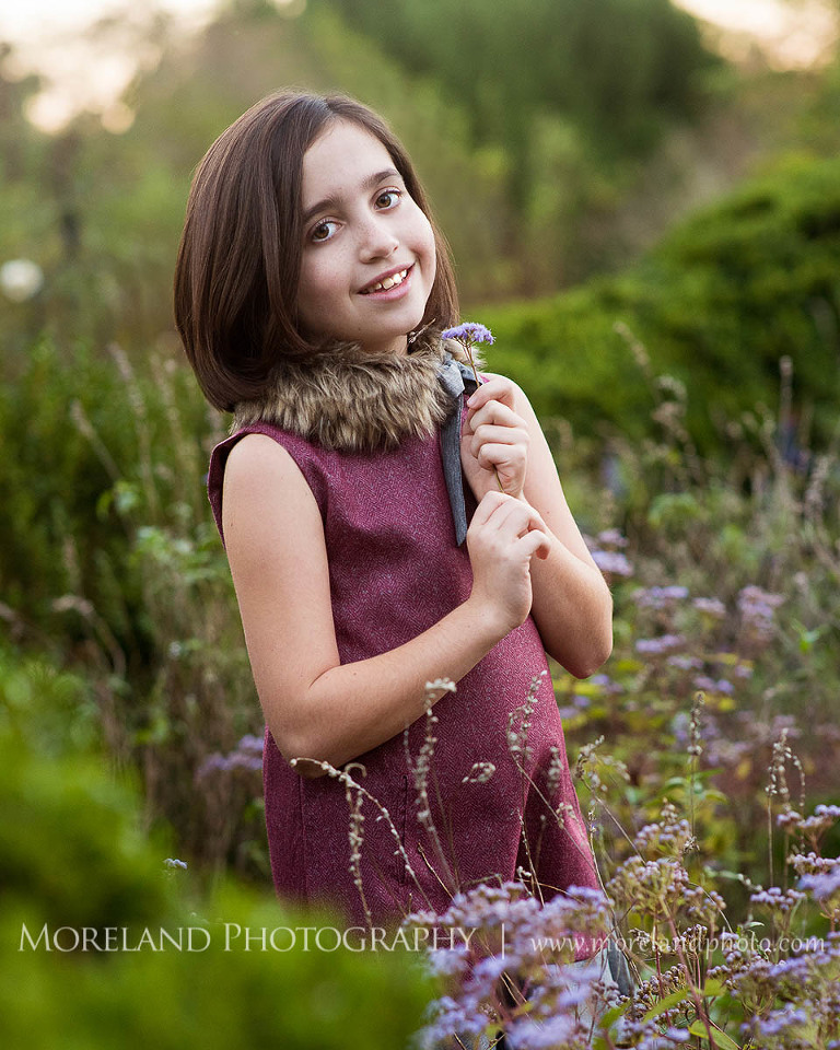 Little girl portrait in grass with purple flowers, Twin Portraits, Child Portraits, Atlanta Photgraphy, Lifestyle photography, Moreland Photography, Roswell Portraits, twins, tall grass, brother, sister,