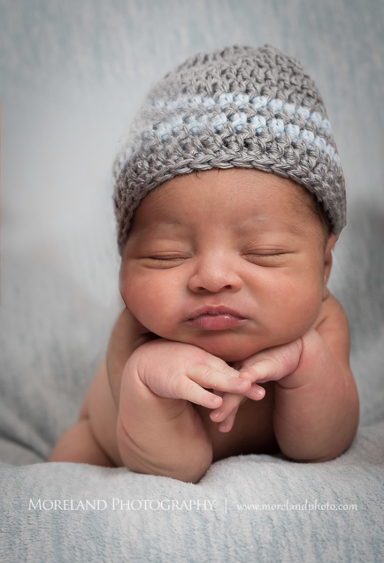 intimate newborn, baby posing, baby in knit cap, baby with knit hat, baby sleeping on gray sheets, Moreland Photography, atlanta newborn photography, newborn photographer atlanta, Puerto Rico newborn photography, 