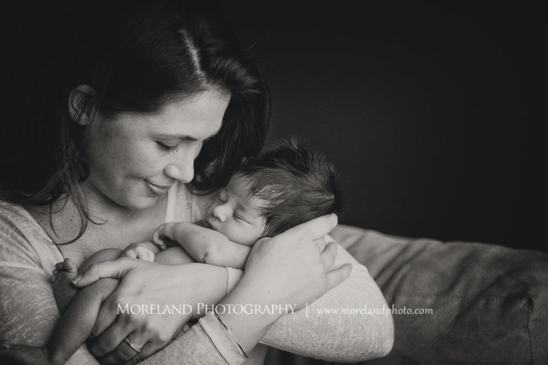 Black and white photo of a mother with her new born baby, Mike Moreland, Moreland Photography, Atlanta Portrait Photographer, Maternity Photography Atlanta, New Born Photography, New Born Photography Atlanta, Atlanta Skyline, Downtown Atlanta, baby, mother, Black and white, 